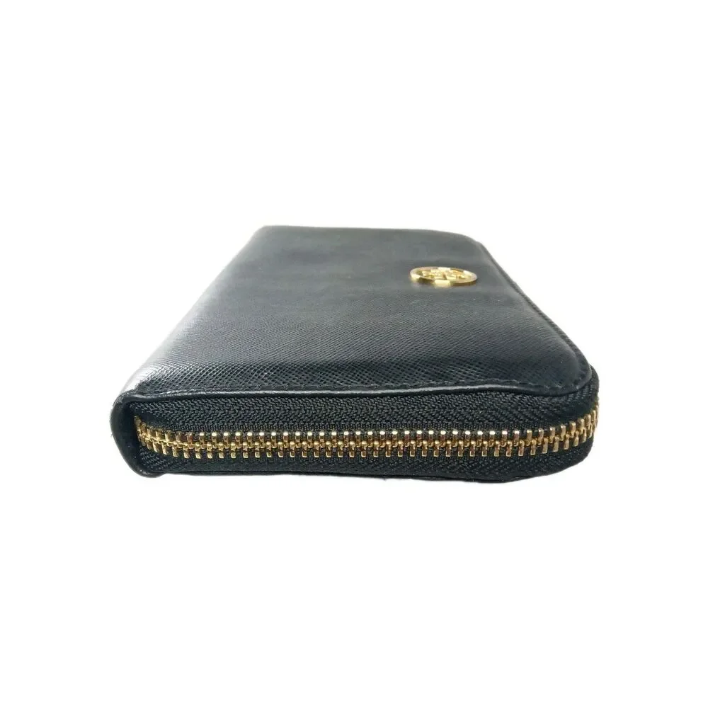 Tory Burch Zip Continental Wallet  Black Leather